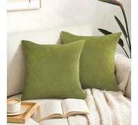Joymaison Federe per Cuscini Divano 45x45 set di 2 Verde Olivo Chenille Federa Copri Cuscino Morbidi e Lussuosi Federe Confezione Copricuscini Quadrati per Camera da Letto Divano