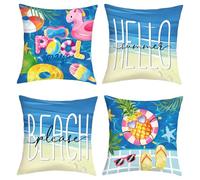 Joymaison Federe per Cuscini Divano 45x45 set di 4 Estate Oceano Spiaggia Federa Copri Cuscino Mare Frutta Ananas Unicorno Federe Confezione Copricuscini Quadrati per Camera da Letto Divano