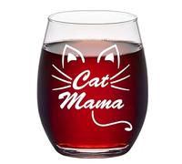 Joymaking Bicchiere da vino con gatto mamma per donne, regalo di compleanno, amante dei gatti, decorazione regalo per donne