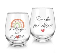 Joymaking Bicchiere da vino da collega, regalo di ringraziamento, collega con cuore e anima, grazie per tutto il vetro, regalo di addio per colleghi, collega, cambio di lavoro, compleanno, 520 ml
