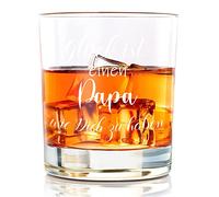 Joymaking Bicchiere da whisky regalo per papà, regalo per la festa del papà, regalo per il papà, regalo di compleanno per papà e uomini nonno whiskey bicchiere con incisione Glück ist einen Papa wie