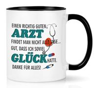 Joymaking Dankeschön Geschenke Arzt Tazza con scritta - Ein en richtig guten Arzt finden man nicht alle Tage lustige Kaffee Tasse Geschenk für Arzzt, 320ml Schwarz