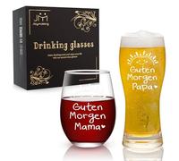 Joymaking Set di bicchieri da vino e bicchieri da birra, regalo per papà, mamma, festa della mamma, festa del papà e mamma