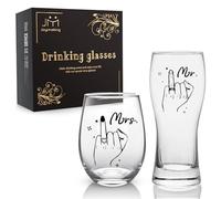Joymaking Set di bicchieri da vino e da birra per coppie, regali di nozze per sposi, piccoli regali per matrimonio, regalo di fidanzamento, coppia regalo, regalo per partner