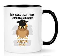 Joymaking Tazza da caffè con scritta in lingua tedesca "Ich habe die Lizenz zum Klugscheissen Lauitur 2025 Laurea, regalo di liceo, 320 ml, nero