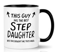 Joymaking Tazza da caffè con scritta "Step Dad", regalo di compleanno per patrigno, con scritta "This Guy has the Best Step Daughter", regalo divertente per il patrigno per Natale, festa del papà, 325