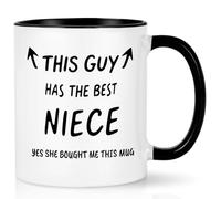 Joymaking Tazza da caffè regalo per zio, regalo di Natale e compleanno, con scritta in lingua inglese "This Guy has the Best Niece", regalo divertente per zio da parte della nipote, 325 ml, colore