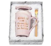 Joymaking Tazza regalo per fidanzata sorella, divertente regalo di compleanno con scritta "Glückist eine Freundin wie dich zu haben Freundschaft Geschenk Weihnachten Geschenk 400ml Rosa