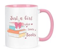 Joymaking Tazza regalo per gli amanti dei libri da donna, con scritta in inglese "Just a Girl Who Loves Books", regalo per donne amiche, regalo di Natale e compleanno per gli amanti dei libri, 325 ml