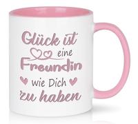 Joymaking Tazza regalo per la fidanzata, divertente regalo di compleanno con scritta "Glückist eine Freundin wie dich zu haben Freundschaft Geschenk für beste Freundinen Weihnachtsgeschenk, 320ml Rosa
