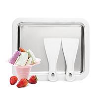 JoyMech Rolled Ice Cream Maker, Piastra Gelato Roll, Ice Cream Roll Machine, Piastra Fredda per Gelato, Dotata di 2 Spatole, Perfetta per Gelato Rotolato Fatto in Casa e Yogurt Freddo (Bianco)