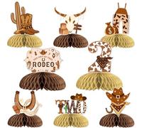 JOYMEMO 8 centrotavola a nido d'ape per il 2° compleanno con stivali occidentali con cappello cactus stampato, This Ain't My First Rodeo It's My Second Birthday Party Decoration Supplies
