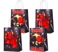 JOYMEMO Confezione da 16 sacchetti per bomboniere da boxe, colore rosso, nero, decorazioni per feste di boxe, tema boxe, caramelle, regali, regali, per pugili, sport, compleanno, baby shower, feste