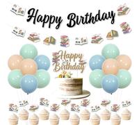 JOYMEMO Storybook Tema Decorazioni Compleanno Libro Buon Compleanno Banner Torta Cupcake Topper Storybook Segnali Palloncini Lattice Libreria Lettura Libro Club Bday Torna a Scuola Festa Decorazione