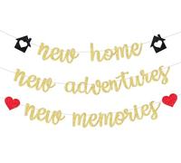 JOYMEMO Striscione con scritta "New Home", decorazione per feste di inaugurazione della casa, nuova casa, per donne o uomini, forniture per interni ed esterni