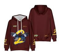 Joyner Lucas Merch ADHD 2 Farfalla Felpa con Cappuccio Manica Lunga Unisex Casual Grafica Casual Outfits Pullover, Marrone, 3XL