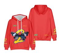 Joyner Lucas Merch ADHD 2 Farfalla Felpa con Cappuccio Manica Lunga Unisex Casual Grafica Casual Outfits Pullover, Rosso, M