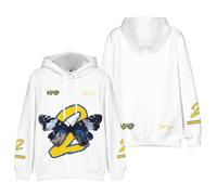 Joyner Lucas Merch ADHD 2 Farfalla Felpa con Cappuccio Manica Lunga Unisex Casual Grafica Casual Outfits Pullover, bianco, XL