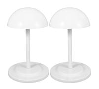 JOYOFREELY 2 Pezzi Supporto per Parrucche Retrattile in Plastica Bianco con Base a Cupola e Asta Regolabile, Porta Cappelli Portatile per Negozi e Vetrine