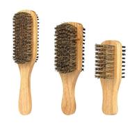 JOYOFREELY 3 Pezzi Spazzola per Barba Doppia Faccia con Setole Morbide in Nylon e Manico in Legno Beige per Uomo, la Cura di Barba e Baffi a Casa in Barberia