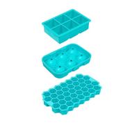 JOYOFREELY 3 Pezzi Stampo Cubetti Ghiaccio Silicone Blu con Misurino in Plastica, Facile da Sformare, per Preparare Palline di Ghiaccio in Cucina