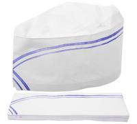 JOYOFREELY 40 Pezzi Cappello da Cuoco Usa e Getta Spesso in Carta Traspirante Bordo Blu, Cappelli da Chef per Cucina Professionale, Ristorante Giapponese, Pasticceria e Scuole di Cucina