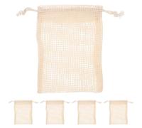 JOYOFREELY 5 Pezzi Sacchetto per Sapone in Cotone e Lino Beige Cordoncino, Riutilizzabile per Pulizia e Massaggio del Corpo Durante i Viaggi