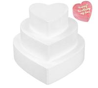 JOYOFREELY Set da 3 Stampi per Torte Riutilizzabili a Forma di Cuore in Schiuma Bianca, Basi per Torte Nuziali Alte 5 Cm, Modello per Decorazione Fondente e Pratica Pasticceria