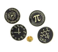 JOYOFREELY Spille Nere Matematica e Scienza 4 Pezzi Rotonde Smaltate in Lega per Cappelli Abbigliamento e Borse Unisex per Decorazioni e Uso Quotidiano