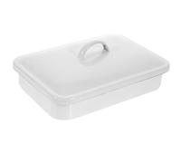 JOYOFREELY Teglia da Pratica e Multifunzionale 24x16 Cm in Smalto Bianco Coperchio per Cibi e Feste del Weekend per Dessert Dopo i Pasti