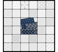 JOYOLA 32 pezzi Sashiko Stencil Set, 5.1 X 5.1 pollici Stencil in plastica per motivi geometrici, patchwork a mano, cucito e design tessile, stencil lettere, stencil per rilievo