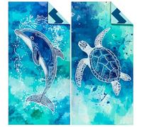 joyoldelf 2 Confezioni Telo Mare Microfibra Grande - 180x90 cm Telo Mare, XXL Asciugamano Mare Antisabbia,Stuoia Spiaggia Grande Asciugatura Rapida, Teli Mare Microfibra Portatile(Tartaruga Delfino)