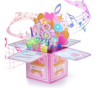 joyoldelf Biglietto Auguri Compleanno 18 Anni - Donna Biglietti Auguri Compleanno 3D Musicale e Luce, Divertente Pop Up Biglietti Auguri Regalo Donna Compleanno Per Ragazza Amico Madre Moglie