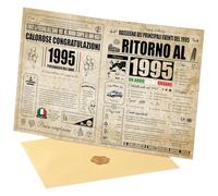 joyoldelf Biglietto Auguri Compleanno 30 Anni - Personalizzata Idea Regalo Compleanno Originale per Uomo e Donne, Biglietti di Auguri Vintage con Busta per Mamma, Papà, Amico, Famiglia,Nonno(1995)