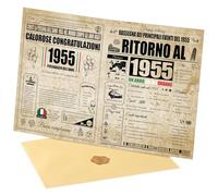 joyoldelf Biglietto Auguri Compleanno 70 Anni - Personalizzata Idea Regalo Compleanno Originale per Uomo e Donne, Biglietti di Auguri Vintage con Busta per Mamma, Papà, Amico, Famiglia,Nonno(1955)