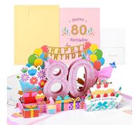 joyoldelf Biglietto di auguri di compleanno di 80 anni, pop-up 3D, biglietto di auguri di compleanno, biglietto di auguri con busta per donne, mamme, ragazze, uomini, amici, romanticismo