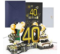 joyoldelf Biglietto di auguri di compleanno per 40° pop-up 3D, biglietto di auguri di compleanno, biglietto di auguri con busta per donne, mamme, ragazze, uomini, amici, romanticismo