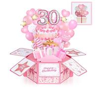Joyoldelf Biglietto di auguri per il 30° compleanno per mamma e donna, biglietto pop-up 3D con note adesive e busta, biglietto di auguri di buon compleanno per lei, regalo premuroso per il 30°