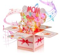 Joyoldelf Biglietto di auguri per la mamma con luce e musica, biglietto di auguri pop-up 3D con note e busta, biglietto di compleanno musicale unico per buon compleanno, regalo per mamma da figlia o