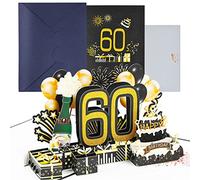 joyoldelf Biglietto di auguri pop-up per 60° biglietto di auguri pop-up 3D, biglietto di auguri di compleanno, con busta per donne, mamme, ragazze, uomini, amici, romanticismo