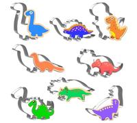 Joyoldelf Stampi per Biscotti Dinosauro - 8 Pcs Forme per Biscotti in Acciaio Inox, Formine Biscotti per Bambini, Stampo per Dolci, DIY Biscotti Stampini, Adatto per Pasticceria, Pasta, Cookie