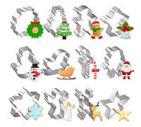 Joyoldelf Stampi per Biscotti Natalizi - 12 Pezzi Forme per Biscotti in Acciaio Inox, Formine Biscotti per Bambini, Stampo per Dolci, DIY Biscotti Stampini, Adatto per Pasticceria, Pasta, Cookie