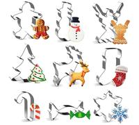 Joyoldelf Stampi per Biscotti Natalizi - 9 Pezzi Forme per Biscotti in Acciaio Inox, Formine Biscotti per Bambini, Stampo per Dolci, DIY Biscotti Stampini, Adatto per Pasticceria, Pasta, Cookie