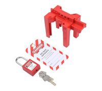 JoyousMall Dispositivo di blocco valvola a sfera regolabile per tubi da 1/2" a 2-1/2", blocco rubinetto ABS con lucchetto ed etichetta, kit di blocco di sicurezza per valvola dell'acqua industriale