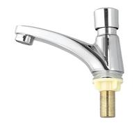 JoyousMall Rubinetto cromato a chiusura automatica con ritardo 4s, rubinetto in lega di zinco a risparmio idrico per bagno pubblico e cucina, interfaccia G1/2