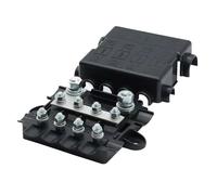 JoyousMall Scatola dei fusibili a 5 vie, resistente, per Mega e per fusibili midi, doppia tensione 12 V/24 V, corrente elevata 500 A/200 A, struttura in ABS con foro di montaggio da 6 mm, nero