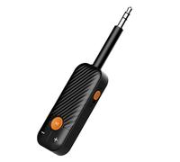 JoyousMall Trasmettitore ricevitore audio wireless 5.2 con microfono, adattatore AUX da 3,5 mm per TV, PC, cuffie stereo, chiamate in vivavoce, nero compatto