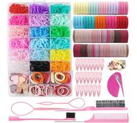 JOYOYO Set di accessori per capelli per bambini con scatola resistente, 1600 elastici per capelli per bambine, fermagli per capelli a scatto, piccoli fermagli per artigli, pettine a coda di spillo