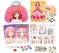 JoyPlus Lavoretti Creativi per Bambini, Libro Trucco Principessa, DIY Pittura Diamante, Libri Adesivi Bambini, Kit per Pittura con Diamanti Bambini Tema Principessa, Regalo Bambina 4 5 6 7 8 9 10 Anni