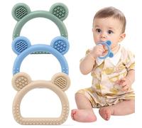 JoyPlus Massaggia Gengive Neonati, 3 Pezzi Silicone Giochi Dentizione Neonato 3-12 Mesi, Massaggiagengive in Silicone per Neonati, Massaggiagengive Facili da Afferrare, BPA FREE, Regalo Neonato